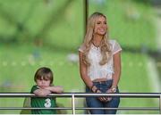 7 June 2013; Robbie Keane's wife Claudine Keane and their son Robbie Junior at the game. 2014 FIFA World Cup Qualifier, Group C, Republic of Ireland v Faroe Islands, Aviva Stadium, Lansdowne Road, Dublin. Picture credit: Brian Lawless / SPORTSFILE