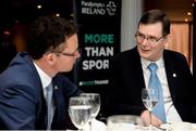 25 August 2016; Pictured at the Official Farewell event for members of the Irish Paralympic Team are Patrick O’Donovan, left, Minister of State for Tourism and Sport, and Jimmy Gradwell, Paralympics Ireland President, at the Clayton Hotel in Dublin Airport, Dublin. Photo by Seb Daly/Sportsfile