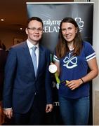 25 August 2016; Pictured at the Official Farewell event for members of the Irish Paralympic Team are Patrick O’Donovan, Minister of State for Tourism and Sport, and 2016 Olympic Games silver medallist Annalise Murphy, at the Clayton Hotel in Dublin Airport, Dublin. Photo by Seb Daly/Sportsfile