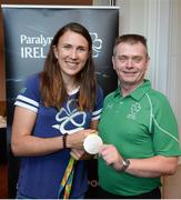 25 August 2016; Pictured at the Official Farewell event for members of the Irish Paralympic Team are shooter Seán Baldwin and 2016 Olympic Games silver medallist Annalise Murphy, at the Clayton Hotel in Dublin Airport, Dublin. Photo by Seb Daly/Sportsfile