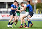 25 August 2016; Kieran Dunne of Exiles is tackled by Cillian Redmond, left, and Dan Egan of Leinster during an U18 Clubs Friendly game between Leinster and Exiles at Donnybrook Stadium in Donnybrook, Dublin. Photo by David Fitzgerald/Sportsfile