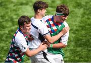25 August 2016; Tom Hubble, left, and Jamie McConnell, right, of Exiles celebrate with a member of their team during an U18 Clubs Friendly game between Leinster and Exiles at Donnybrook Stadium in Donnybrook, Dublin. Photo by David Fitzgerald/Sportsfile