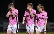 25 August 2016; Wexford Youths WFC players, from left, Emma Hansberry, Kylie Murphy and Linda Douglas react after the UEFA Women’s Champions League Qualifying Group game between Wexford Youths WFC and Gintra at Ferrycarrig Park in Wexford. Photo by Matt Browne/Sportsfile