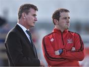 26 August 2016; Dundalk manager Stephen Kenny, left, with assistant manager Vinny Perth before the start of the SSE Airtricity League Premier Division game between Wexford Youths and Dundalk at Ferrycarrig Park in Wexford. Photo by David Maher/Sportsfile