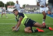 26 August 2016; Adam Byrne of Leinster goes over to score his side's first try during the Pre-Season Friendly match between Leinster and Bath at Donnybrook Stadium in Donnybrook, Dublin. Photo by Stephen McCarthy/Sportsfile
