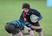 17 November 2010; Gavin Hughes, Wesley College, is tackled by Aaron Cafferkey, St Gerard's. St Gerard's School v Wesley College, Leinster Schools League, St Gerard's School, Bray, Co. Wicklow. Picture credit: Brendan Moran / SPORTSFILE