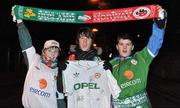 17 November 2010; Republic of Ireland supporters Gavin, aged 13, Daryl, aged 17, and Niall Byrne, aged 14, from Tralee, Co. Kerry, before the game. International Friendly, Republic of Ireland v Norway, Aviva Stadium, Lansdowne Road, Dublin. Picture credit: Barry Cregg / SPORTSFILE