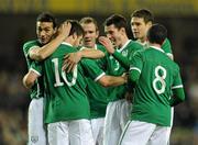 17 November 2010; Republic of Ireland's Shane Long, 10, celebrates with team-mates, from left to right, Stephen Kelly, Glenn Whelan, Greg Cunningham, Darren O'Dea and Keith Fahey after scoring his side's first goal. International Friendly, Republic of Ireland v Norway, Aviva Stadium, Lansdowne Road, Dublin. Picture credit: Matt Browne / SPORTSFILE