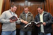 17 November 2010; At the launch of Red Blooded – The Alan Quinlan Autobiography are, from left, Munster players Damien Varley, Tommy O'Donnell and Wian du Preez. Castletroy Park Hotel, Limerick. Picture credit: Diarmuid Greene / SPORTSFILE