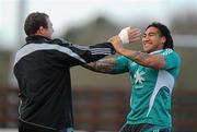 18 November 2010; New Zealand's Tony Woodcock and Ma'a Nonu in action during squad training ahead of their Autumn International against Ireland on Saturday. New Zealand Rugby Squad Training, Ashbourne RFC, Ashbourne, Co. Meath. Picture credit: Alan Place / SPORTSFILE
