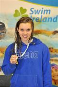 18 November 2010; Aisling Cooney celebrates with her medal after winning the Womens 50m backstroke final. Irish National Short Course Swimming Championships - Thursday 18th November, Leisureland, Salthill, Co. Galway. Picture credit: Diarmuid Greene / SPORTSFILE