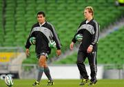 19 November 2010; New Zealand's Malili Muliaina and Jimmy Cowan in action during the captain's run ahead of their Autumn International against Ireland on Saturday. New Zealand Rugby Squad Capatain's Run, Aviva Stadium, Landsdowne Road, Dublin. Picture credit: Alan Place / SPORTSFILE