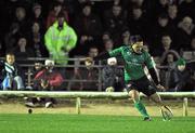 19 November 2010; Connacht's Miah Nikora kicks a late penalty which landed short to give the Ospreys victory. Celtic League, Connacht v Ospreys, Sportsground, Galway. Picture credit: David Maher / SPORTSFILE