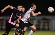 26 August 2016; David McMillan of Dundalk in action against Lee Grace of Wexford Youths during the SSE Airtricity League Premier Division game between Wexford Youths and Dundalk at Ferrycarrig Park in Wexford. Photo by David Maher/Sportsfile