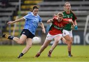 27 August 2016; Sinéad Aherne of Dublin scores her side's second goal past Mayo goalkeeper Yvonne Byrne during the TG4 Ladies Football All-Ireland Senior Championship Semi-Final game between Dublin and Mayo at Kingspan Breffni Park in Cavan. Photo by Piaras Ó Mídheach/Sportsfile