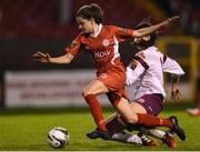 27 August 2016; Leanne Kiernan of Shelbourne Ladies in action against Keara Cormican of Galway WFC during the Continental Tyres Women's National League Premier Division game between Shelbourne Ladies and Galway WFC at Tolka Park in Drumcondra, Dublin.  Photo by Matt Browne/Sportsfile