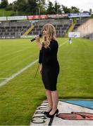 27 August 2016; Fiona Hiney sings the National Anthem prior to the TG4 Ladies Football All-Ireland Senior Championship Semi-Final game between Dublin and Mayo at Kingspan Breffni Park in Cavan. Photo by Piaras Ó Mídheach/Sportsfile