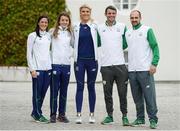 28 August 2016; Members of Team Ireland, from left to right, Breege Connolly, Ciara Everard, Saskia Tidey, Thomas Barr and Scott Evans, arrive ahead of a special reception honouring athletes who competed at the 2016 Rio Olympics, hosted by President Michael D. Higgins and his wife Sabina Higgins in Áras an Uachtaráin, Phoenix Park, Dublin. Photo by Seb Daly/Sportsfile