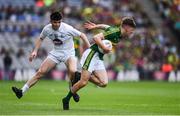 28 August 2016; Michael Potts of Kerry in action against Jack Robinson of Kildare during the Electric Ireland GAA Football All-Ireland Minor Championship Semi-Final game between Kerry and Kildare at Croke Park in Dublin. Photo by Ray McManus/Sportsfile