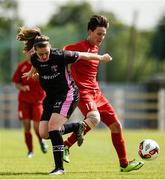 28 August 2016; Emma Hansberry of Wexford Youths WFC in action against Olga Cusinova of ARF Criuleni during the UEFA Women’s Champions League Qualifying Group game between ARF Criuleni and Wexford Youths WFC at Ferrycarrig Park in Wexford. Photo by Sam Barnes/Sportsfile