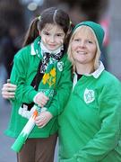 20 November 2010; Ireland supporters Joanne and eight year old Leah Browne, from Hacketstown, Co. Carlow, at the Ireland v New Zealand Autumn International. Aviva Stadium, Lansdowne Road, Dublin. Picture credit: Matt Browne / SPORTSFILE