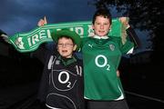 20 November 2010; Ireland supporters Barry, age 9, and Conor Guilfoyle, age 11, from Birr, Co. Offaly, at the Ireland v New Zealand Autumn International. Aviva Stadium, Lansdowne Road, Dublin. Picture credit: Stephen McCarthy / SPORTSFILE