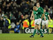 20 November 2010; A dejected Keith Earls, Ireland, leaves the field after the game. Autumn International, Ireland v New Zealand, Aviva Stadium, Lansdowne Road, Dublin. Picture credit: Matt Browne / SPORTSFILE