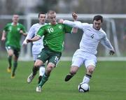 20 November 2010; Paddy Madden, Republic of Ireland U21 XI, in action against Paul Murphy, Republic of Ireland Amateurs. Friendly, Republic of Ireland U21 XI v Republic of Ireland Amateurs, AUL Complex, Clonshaugh, Dublin. Picture credit: Barry Cregg / SPORTSFILE