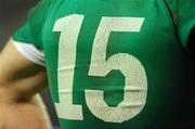 20 November 2010; A general view of Rob Kearney's Ireland jersey. Autumn International, Ireland v New Zealand, Aviva Stadium, Lansdowne Road, Dublin. Picture credit: Stephen McCarthy / SPORTSFILE