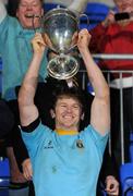 21 November 2010; UCD captain Andy Cummiskey celebrates with the cup. Leinster Senior League Cup Final, St Marys College v UCD, Donnybrook Stadium, Donnybrook, Dublin. Picture credit: Ray Lohan / SPORTSFILE.