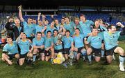 21 November 2010; The UCD team celebrate with the cup. Leinster Senior League Cup Final, St Marys College v UCD, Donnybrook Stadium, Donnybrook, Dublin. Picture credit: Ray Lohan / SPORTSFILE.