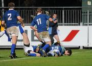 21 November 2010; Shane Grannell, UCD, scores his side's winning try. Leinster Senior League Cup Final, St Marys College v UCD, Donnybrook Stadium, Donnybrook, Dublin. Picture credit: Ray Lohan / SPORTSFILE.