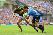 28 August 2016; Bernard Brogan of Dublin is tackled by Shane Enright of Kerry during the GAA Football All-Ireland Senior Championship Semi-Final match between Dublin and Kerry at Croke Park in Dublin. Photo by Ramsey Cardy/Sportsfile