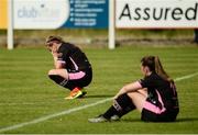 28 August 2016; Claire O'Riordan, left, and Emma Hansberry, both of Wexford Youths WFC, dejected after the UEFA Women’s Champions League Qualifying Group game between ARF Criuleni and Wexford Youths WFC at Ferrycarrig Park in Wexford. Photo by Sam Barnes/Sportsfile
