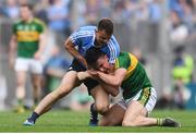 28 August 2016; Cormac Costello of Dublin tussles with Brian Ó Beaglaoich of Kerry during the GAA Football All-Ireland Senior Championship Semi-Final match between Dublin and Kerry at Croke Park in Dublin. Photo by Ramsey Cardy/Sportsfile