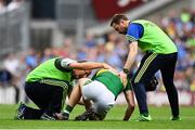 28 August 2016; Peter Crowley of Kerry is attended to by team doctor Mike Finnerty, left, and physio John Sugrue after a clash with Kevin McManamon of Dublin during the GAA Football All-Ireland Senior Championship Semi-Final game between Dublin and Kerry at Croke Park in Dublin. Photo by Brendan Moran/Sportsfile