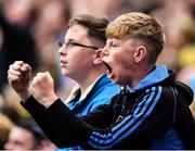 28 August 2016; A Dublin supporter cheers on his side during the GAA Football All-Ireland Senior Championship Semi-Final game between Dublin and Kerry at Croke Park in Dublin. Photo by Brendan Moran/Sportsfile