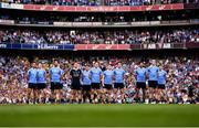 28 August 2016; The Dublin players stand for the National Anthem during the GAA Football All-Ireland Senior Championship Semi-Final match between Dublin and Kerry at Croke Park in Dublin. Photo by Stephen McCarthy/Sportsfile