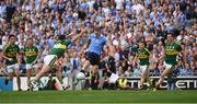 28 August 2016; Eoghan O'Gara of Dublin scores his side's second last point under pressure from Bryan Sheehan of Kerry during the GAA Football All-Ireland Senior Championship Semi-Final game between Dublin and Kerry at Croke Park in Dublin. Photo by Ray McManus/Sportsfile