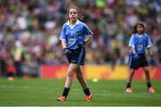 28 August 2016; Sinéad O'Connor, Knockanean NS, Ennis, Clare, representing Dublin, during the INTO Cumann na mBunscol GAA Respect Exhibition Go Games at the GAA Football All-Ireland Senior Championship Semi-Final game between Dublin and Kerry at Croke Park in Dublin. Photo by Stephen McCarthy/Sportsfile