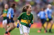 28 August 2016; Cara King, Holy Family National School, Tubbercurry, Sligo, representing Kerry, during the INTO Cumann na mBunscol GAA Respect Exhibition Go Games at the GAA Football All-Ireland Senior Championship Semi-Final game between Dublin and Kerry at Croke Park in Dublin. Photo by Stephen McCarthy/Sportsfile