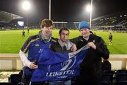 19 November 2010; Leinster supporters, from left, Ciaran Burn, Rob Normile and Neil Vaughan, from Knocklyon, Dublin, show their support for their team ahead of the game. Celtic League, Leinster v Dragons, RDS, Ballsbridge, Dublin. Picture credit: Stephen McCarthy / SPORTSFILE