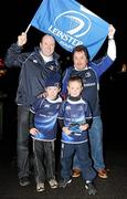 19 November 2010; Leinster supporters Michael and Nathan Meade with Dermot and Oisin Nutty, show their support for their team ahead of the game. Celtic League, Leinster v Dragons, RDS, Ballsbridge, Dublin. Photo by Sportsfile