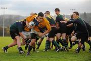 22 November 2010; Rian Pearse, CBS Naas, breaks away from the pack on his way to scoring a try. Duff Cup Semi-Final, CBS Naas v East Glendalough, Old Wesley RFC, Kiltiernan, Co. Dublin. Picture credit: Barry Cregg / SPORTSFILE