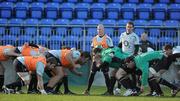 23 November 2010; Ireland's Peter Stringer waits to put in to the scrum, alongside team-mate Eoin Reddan, during squad training ahead of their Autumn International against Argentina on Sunday. Ireland Rugby Squad Training, Donnybrook Stadium, Donnybrook, Dublin. Picture credit: Brian Lawless / SPORTSFILE
