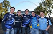 16 October 2010; Leinster fans, from left, Paul Kelly, Karl Kelly, Dave Hegarty, Sam O'Byrne and Darren Smith at the game. Heineken Cup Pool 2, Round 2, Saracens v Leinster, Wembley Stadium, Wembley, London. Photo by Sportsfile