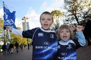16 October 2010; Leinster fans Aidan and Fionn Reid, right, at the game. Heineken Cup Pool 2, Round 2, Saracens v Leinster, Wembley Stadium, Wembley, London. Photo by Sportsfile