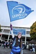 30 October 2010; Leinster supporter Megan O'Neill, age 10, from Stepaside, Co. Dublin shows her support for their team ahead of the game. Celtic League, Leinster v Edinburgh, RDS, Ballsbridge, Dublin. Picture credit: David Maher / SPORTSFILE