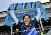 30 October 2010; Leinster supporter Zara Bailey, age 11, from Foxrock, Dublin, shows her support for their team ahead of the game. Celtic League, Leinster v Edinburgh, RDS, Ballsbridge, Dublin. Picture credit: David Maher / SPORTSFILE
