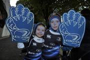30 October 2010; Leinster supporters Tara Halligan, age 5 with her brother Fionn, age 8 from Terenure, Dublin, show their support for their team ahead of the game. Celtic League, Leinster v Edinburgh, RDS, Ballsbridge, Dublin. Picture credit: David Maher / SPORTSFILE